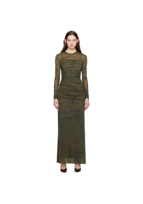 Blumarine Green Crewneck Maxi Dress