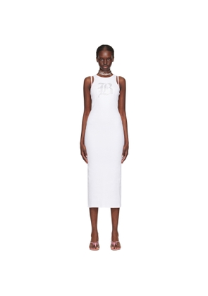 Blumarine White Graphic Midi Dress