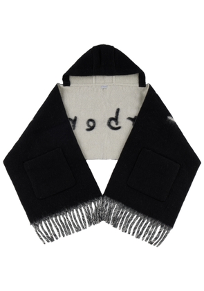 Burberry Black Logo Alpaca Wool Blend Hooded Scarf