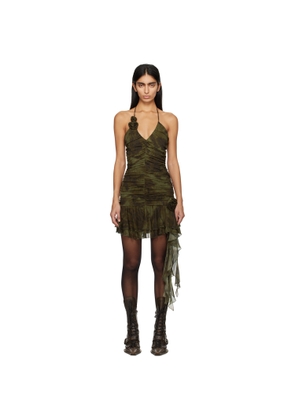 Blumarine Green Ruched Minidress