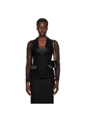 Dolce&Gabbana Black Single-Breasted Mesh 'Dolce' Tuxedo Jacket