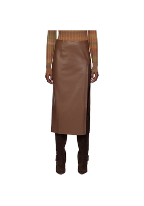 Olēnich Brown Cutout Faux-Leather Midi Skirt