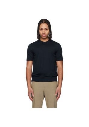 BOSS Navy Short-Sleeved Merino Wool T-shirt
