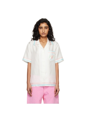Casablanca White Dance Joy Cuban Collar Short Sleeve Shirt