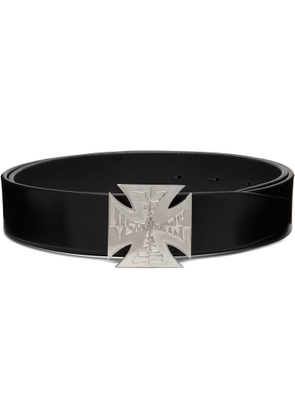 VETEMENTS Black Metal Biker Cross Logo Belt