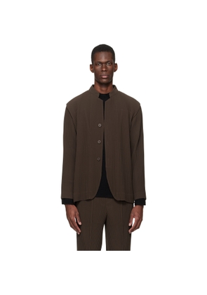 HOMME PLISSÉ ISSEY MIYAKE Brown Tuxedo Pleats Blazer