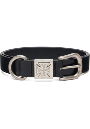 VETEMENTS Black Biker Logo Cross ID Belt