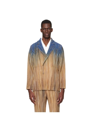 HOMME PLISSÉ ISSEY MIYAKE Brown Paint Brush Close-Up Blazer