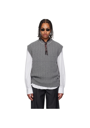 SONIA CARRASCO Gray Cable Knit Sweater Vest