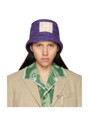 JACQUEMUS Purple Le Raphia 'Le Bob Ficiu' Hat