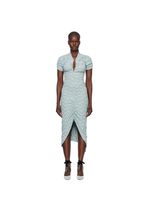 Vivienne Westwood Blue Printed Piquet Pulling Midi Dress