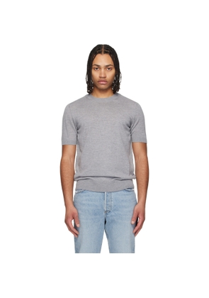 BOSS Gray Short-Sleeved Merino Wool T-shirt