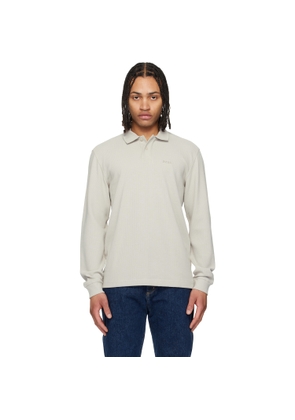 BOSS Gray Cotton-Blend Waffle Structure Polo
