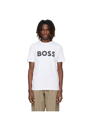 BOSS White Cotton-Jersey Large Logo Print T-shirt