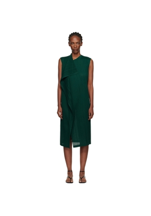 PLEATS PLEASE ISSEY MIYAKE Green Ramie Pleats Maxi Dress