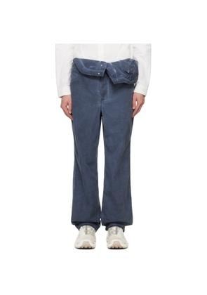 Juntae Kim Navy Asymmetric Flower Trousers