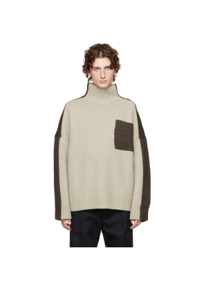 JW Anderson Khaki Two Tone Patch Pocket Turtleneck