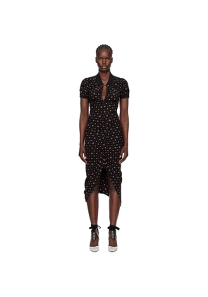 Vivienne Westwood Black Printed Piquet Pulling Midi Dress