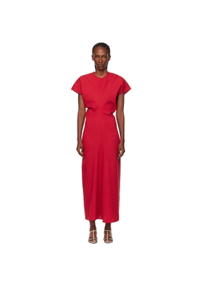 TOTEME Red Slouch Waist Wool Maxi Dress