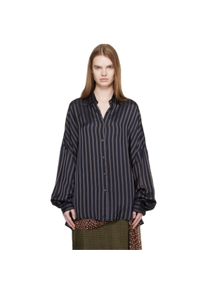 Dries Van Noten Navy Cotton Cocoon Shirt