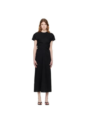 TOTEME Black Slouch Waist Wool Maxi Dress