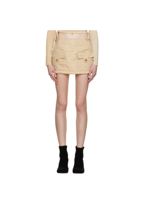 BONBOM Beige Flap Pocket Miniskirt