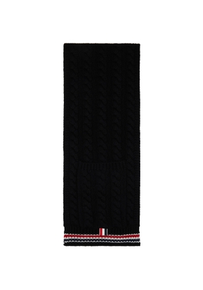 Thom Browne Black Cable Stitch RWB Stripe Pocket Scarf