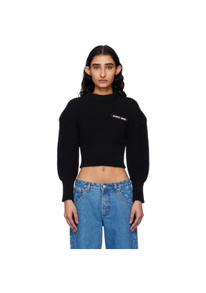 Marine Serre Black Half Cardigan Knit Sailor Sweater