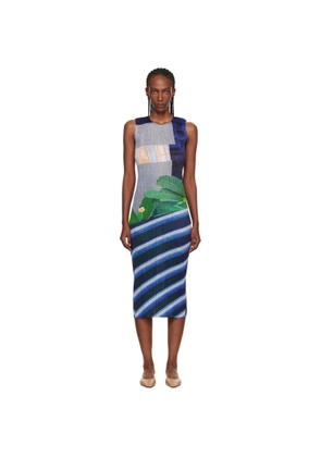 PLEATS PLEASE ISSEY MIYAKE Gray & Navy City Collage Midi Dress
