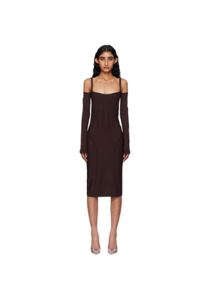Mugler Burgundy Knit Midi Dress