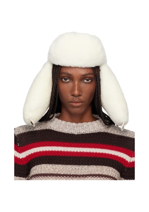 Marni Off-White Shearling Aviator Hat