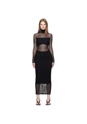Mugler Black Illusion Midi Dress