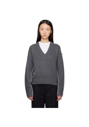 Maria McManus Gray Air Spun Cape V-Neck Sweater