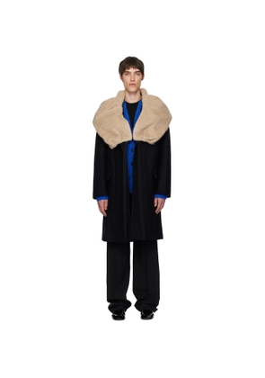 Dries Van Noten Black Wool Collar Coat