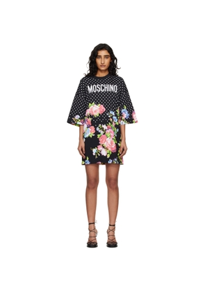 Moschino Black Printed Heavy Cotton Minidress