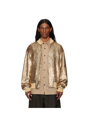 Dries Van Noten Gold Sequinned Bomber Jacket