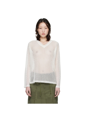 NEEDLES Off-White L/S V-neck Sweater