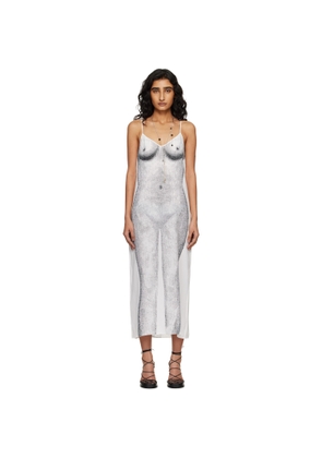 Moschino White Printed Crepe Midi Dress