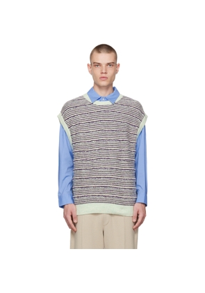 Solid Homme Purple Striped Vest