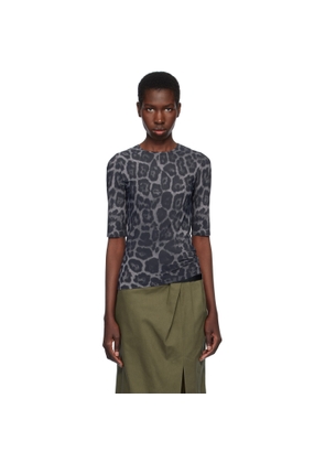 Stella McCartney Gray Leopard Print T-shirt