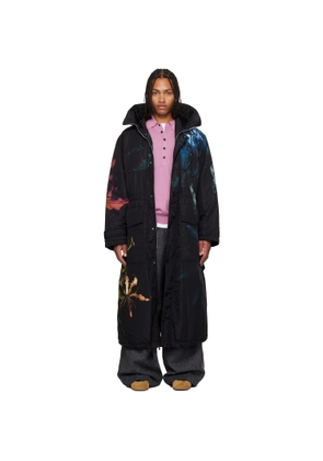 Dries Van Noten Black Printed Nylon Parka