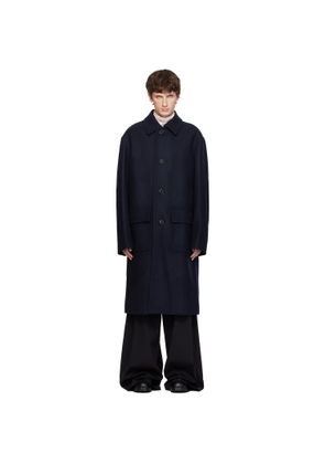 Dries Van Noten Navy Wool Coat
