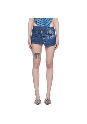 Masha Popova Blue Creased Denim Miniskirt