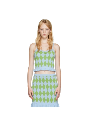 Pushbutton Blue Argyle Tank Top
