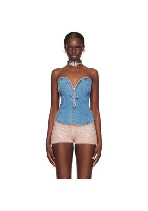 Blumarine Blue Paneled Denim Tank Top