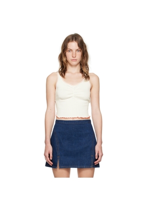 Re/Done White Sporty Contrast Tank Top