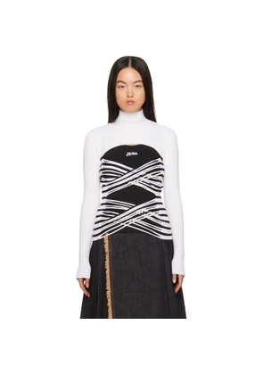 Jean Paul Gaultier White & Navy Striped Turtleneck