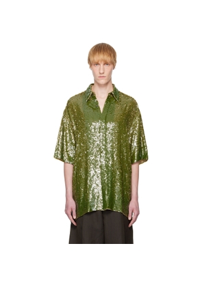 Dries Van Noten Khaki Sequin Shirt
