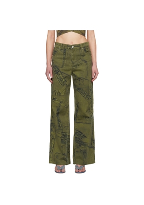 Blumarine Khaki Printed Jeans