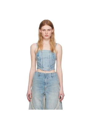 AMIRI Blue Corset Denim Tank Top